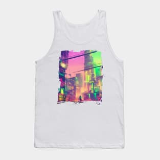 Cool Japanese Neon City Tank Top